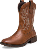 Jousen Cowboy Boots for Men Embroidery Western Square