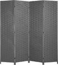 Room Divider Wood Screen Woven Design 4 Panel Gray - Flexible Privacy