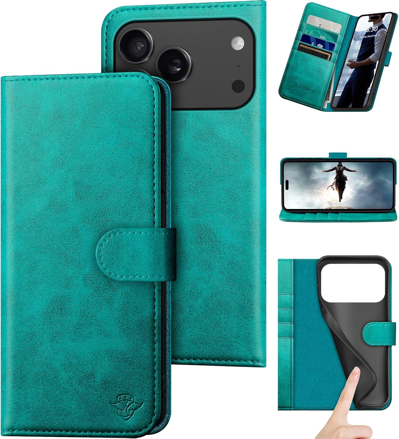 Genuine Leather Wallet Case for iPhone 17 Pro Max with RFID