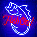 Fishing Neon Sign for Wall Decor - Dimmable Blue Red LED Sign