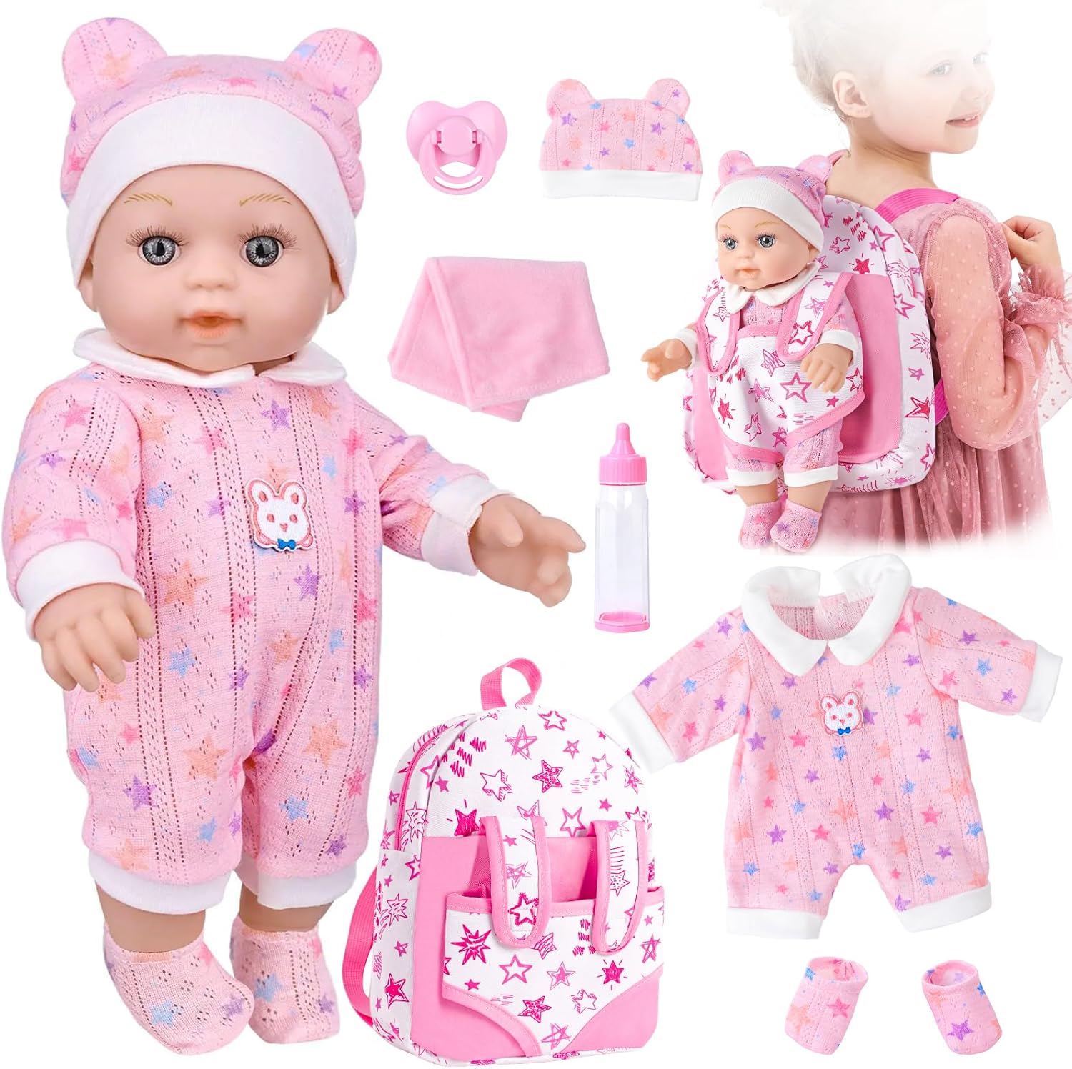 Adorable 12 Baby Doll Gift Set for Toddlers 3+ Years - BDDOLL
