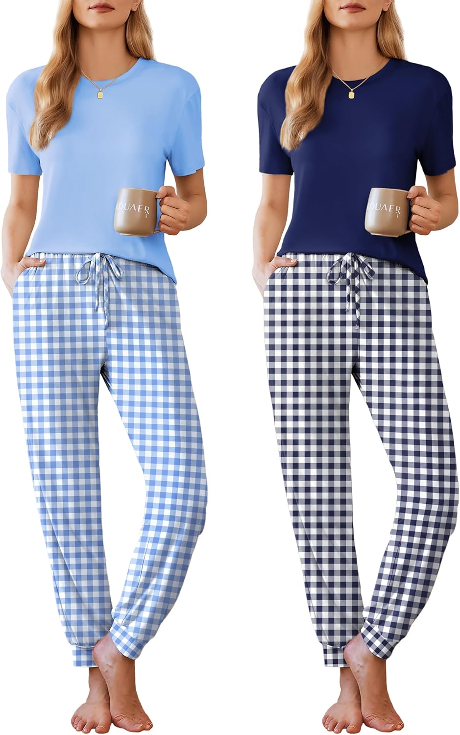 Ekouaer 2 Pack Womens Pajama Sets for Cozy Lounging and Sleep
