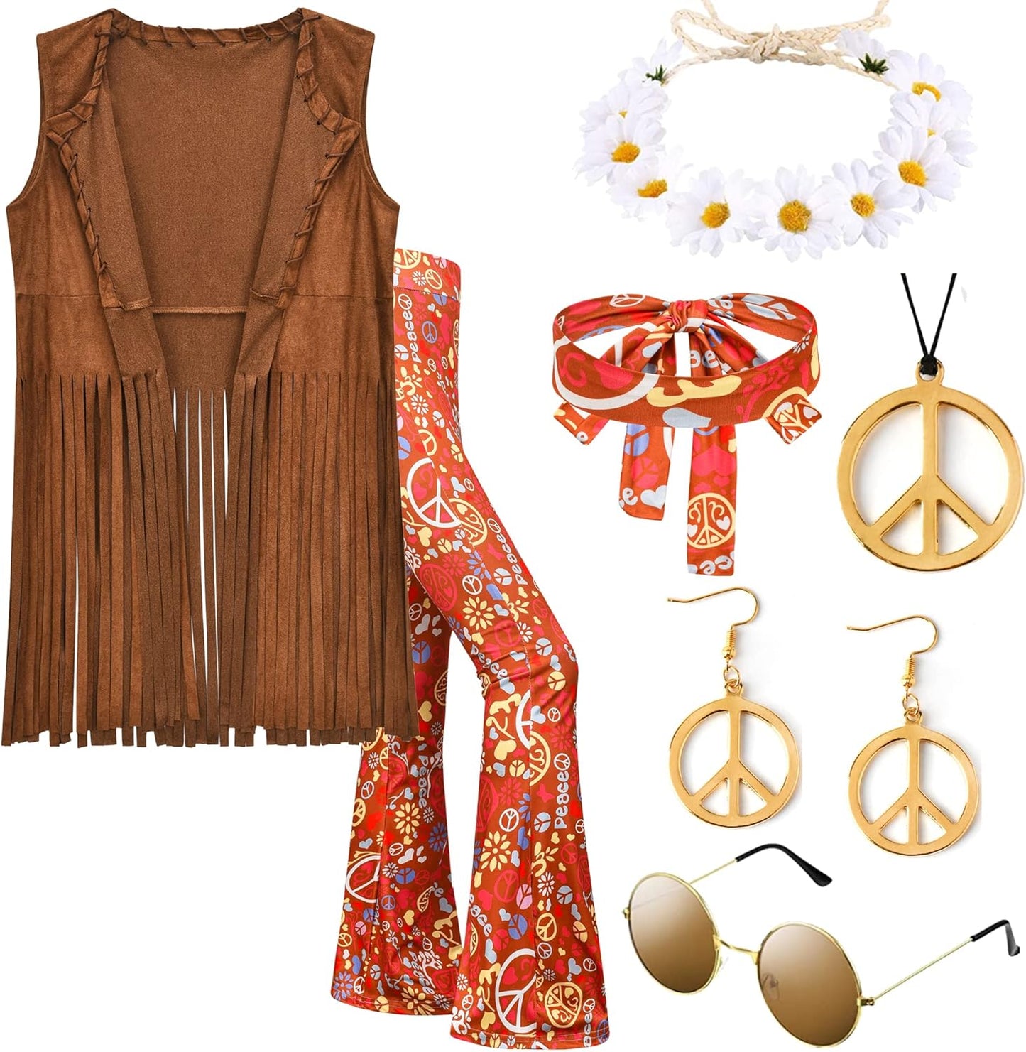 60s 70s Hippie Costume Outfits Accessories for Halloween Fun