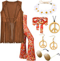 ZeroShop Women's 7-Piece 60s 70s Hippie Costume Outfit for Halloween