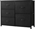 Storage Dresser Organizer Chest - 5 Drawer Fabric Storage with Wooden
