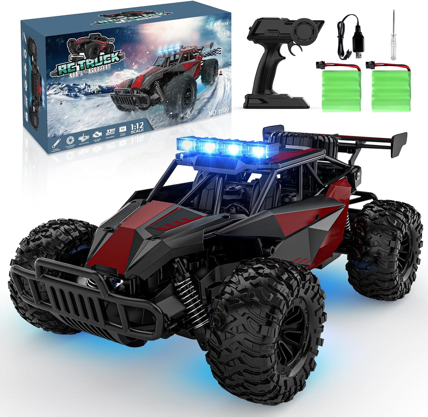 BLUEJAY High Speed RC Car with LED Headlight - Ultimate Off-Road Thrills!