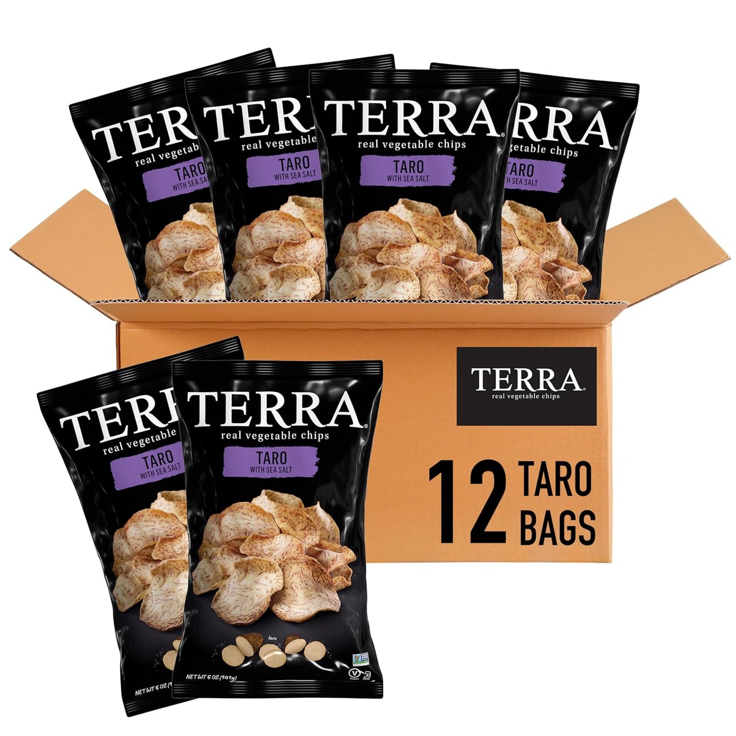 Terra Vegetable Chips Taro Chips with Sea Salt 5 Oz Pack of 12