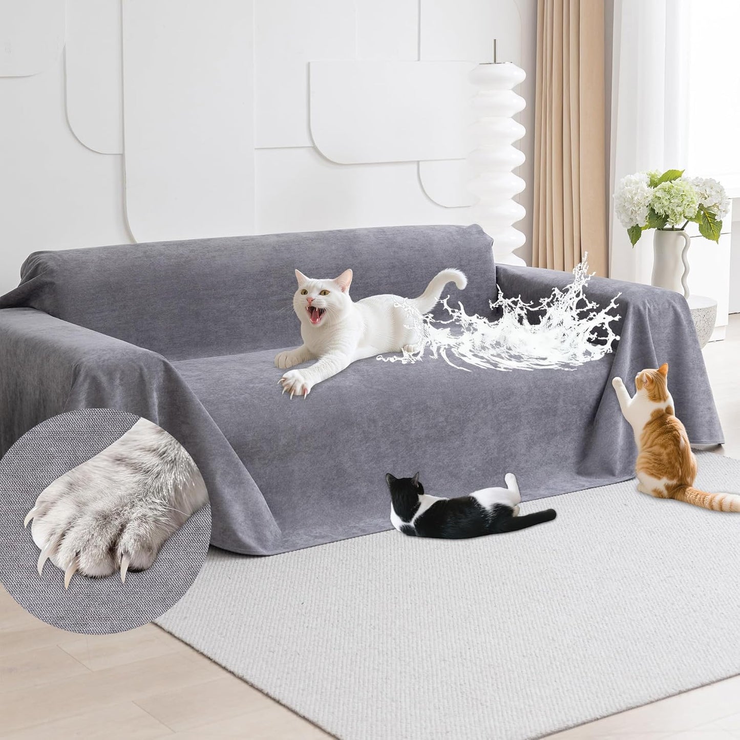 Loiion Cat Scratch Furniture Protector - Anti-Slip Sofa Cover
