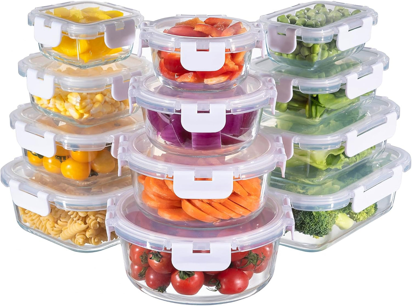 MFY 12-Pack Glass Storage Containers with Lids for Meal Prep