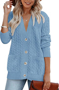 MEROKEETY Women's Cable Knit Cardigan Sweater - Cozy Fall Layer