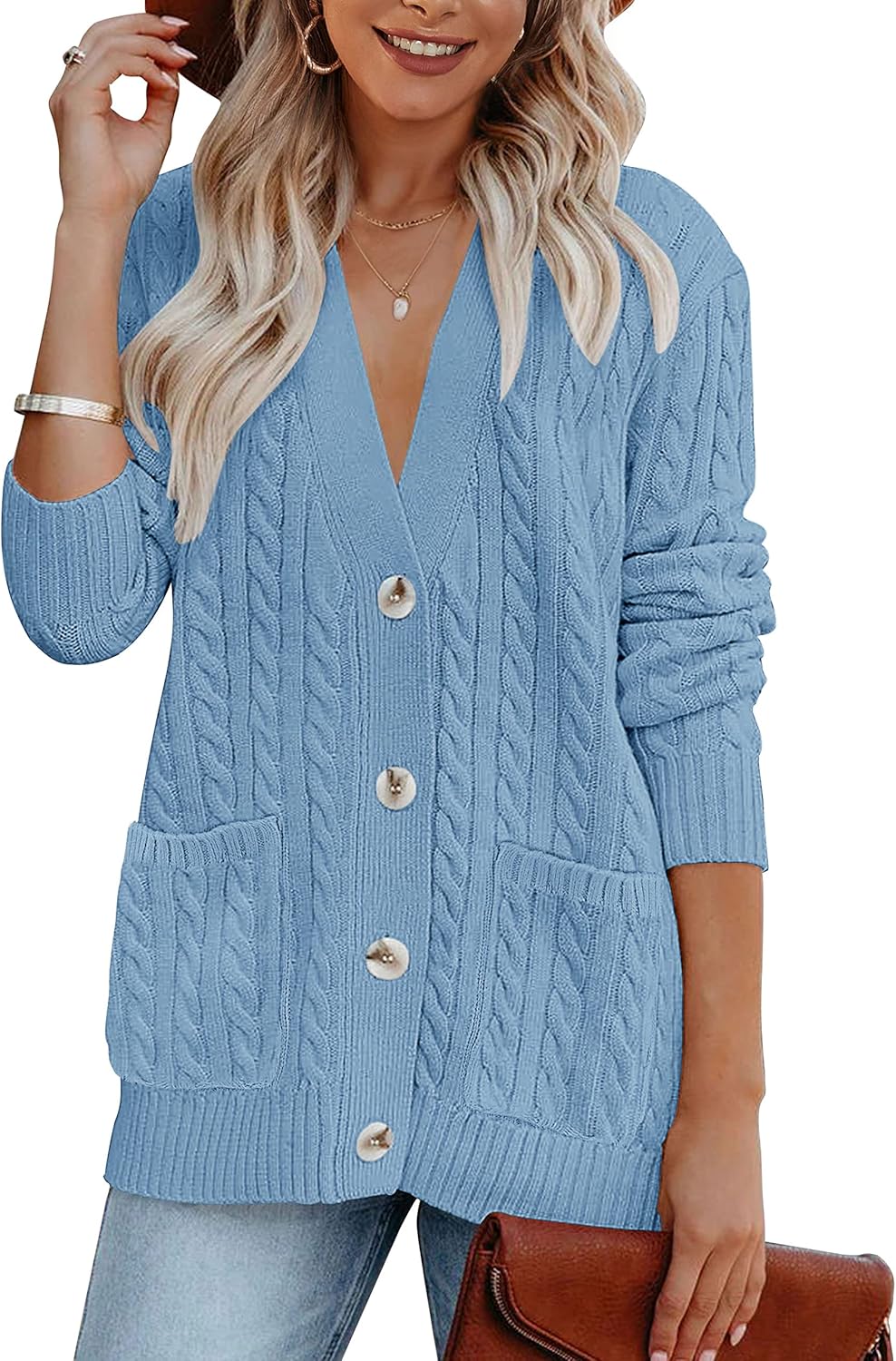MEROKEETY Women's Chunky Button Up Cardigan Sweater for Fall