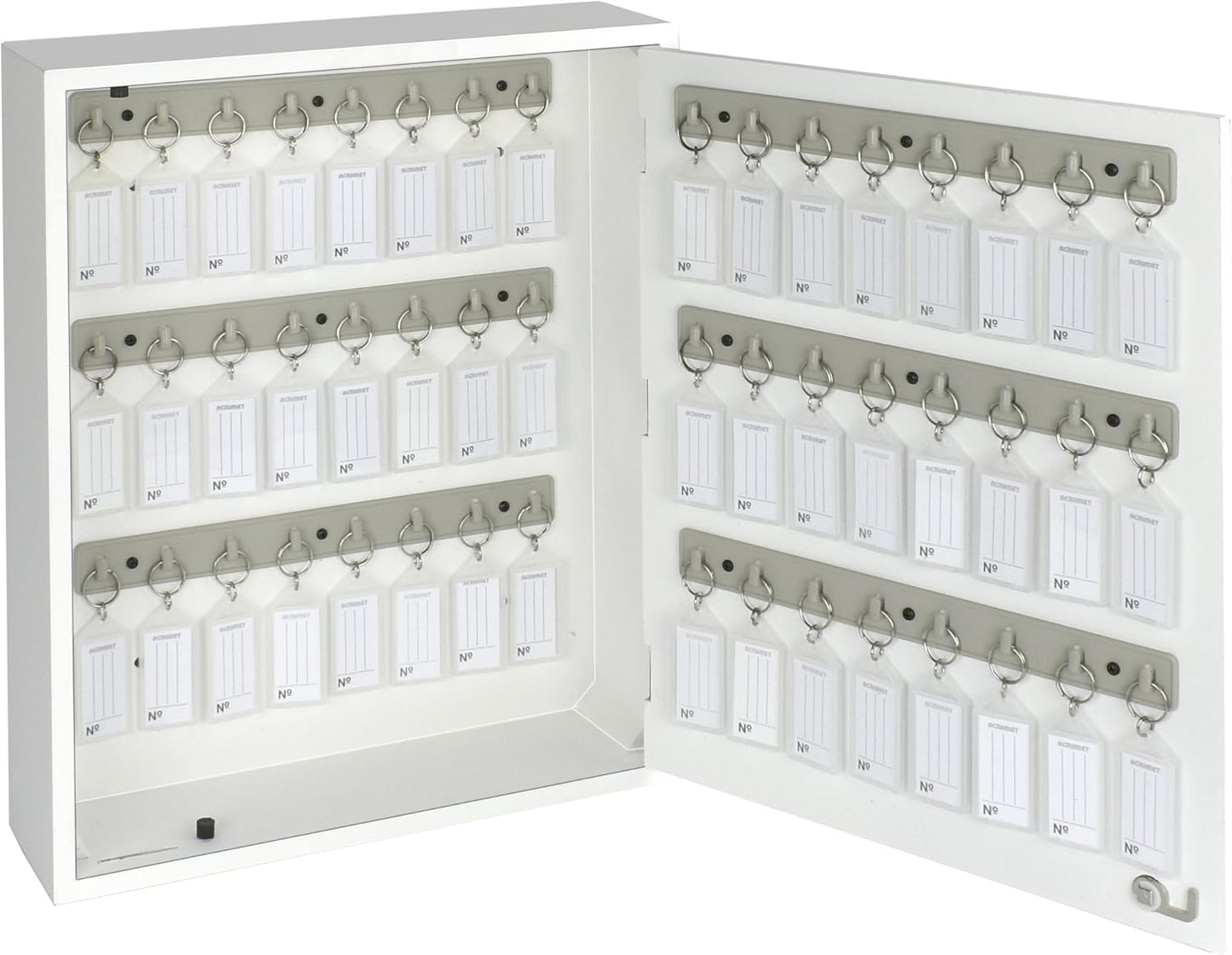 Acrimet Key Cabinet 48 Positions w/ Lock & Tags - White