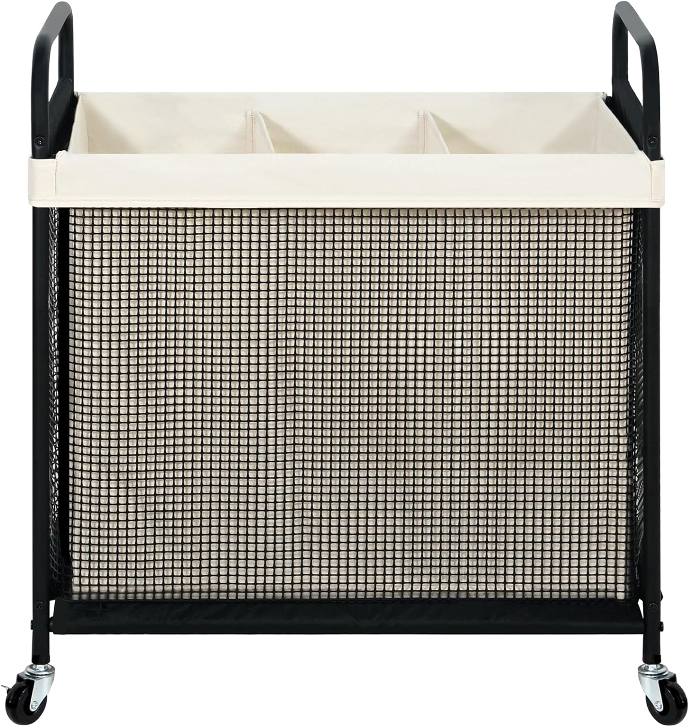 STO STO Laundry Hamper 3 Section Rolling Sorter Cart 120L