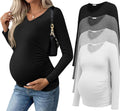 Ekouaer Womens Maternity V Neck Tops 4 Pack - Comfortable Layering
