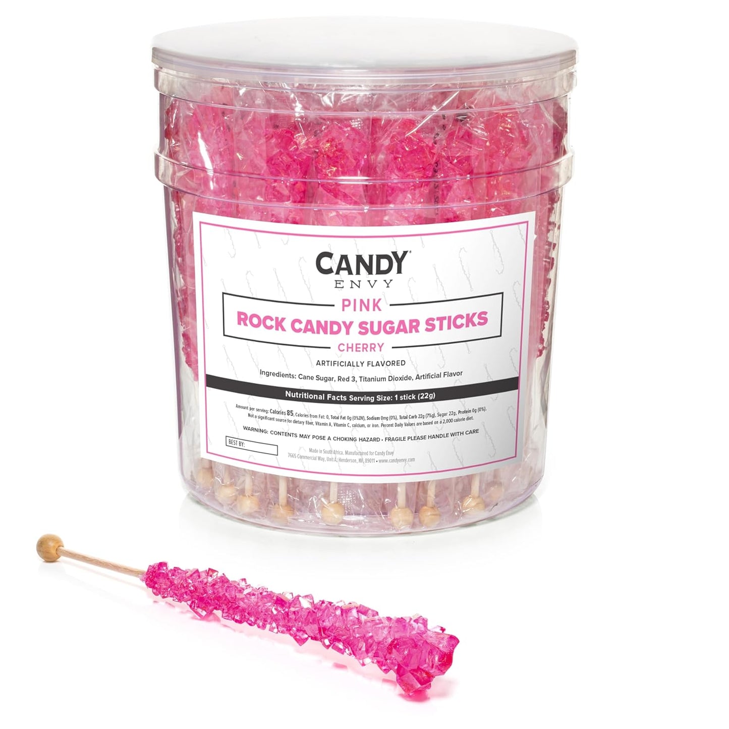 Pink Rock Candy Sugar Sticks - Cherry Flavored Treats for All
