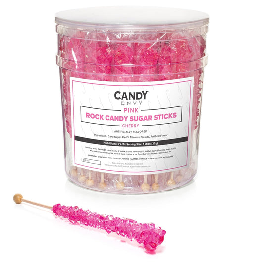 Pink Rock Candy Sugar Sticks - Cherry Flavored Treats for All