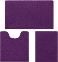 Purple Chenille Bathroom Rug Set 3 Pieces - Ultra Soft Non Slip