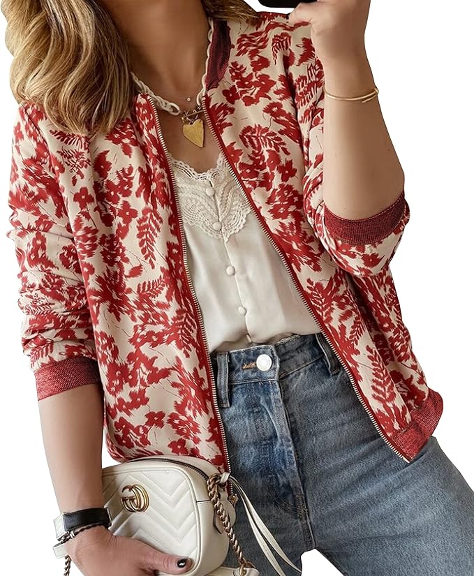 ECOWISH Womens Lightweight Zip Up Casual Bomber Jacket Review