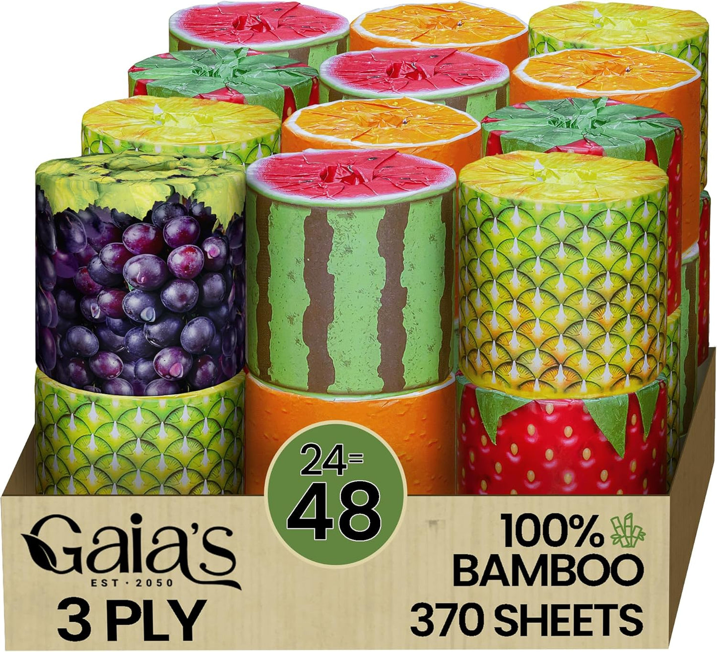 Gaias Premium Bamboo Toilet Paper - Eco-Friendly 3 Ply Rolls