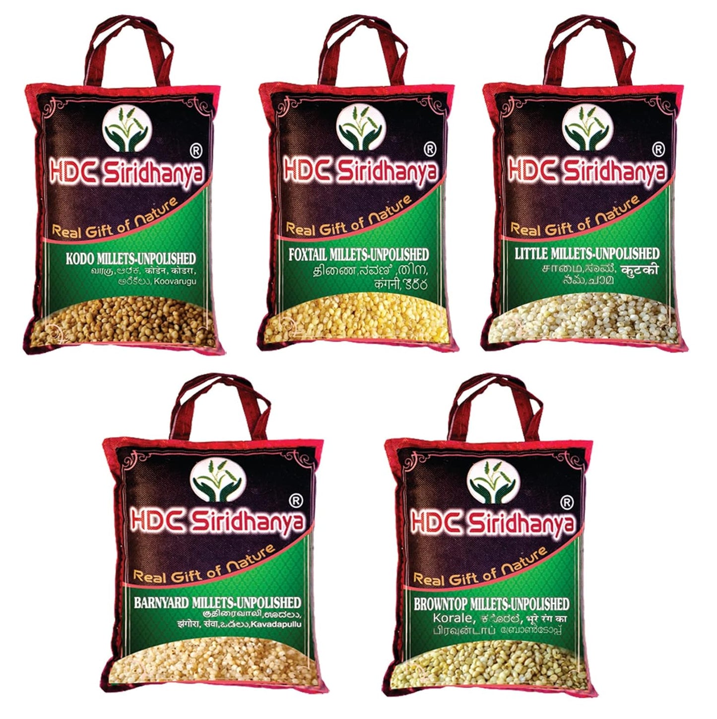 HDC Siridhanya Unpolished Millets Combo Pack of 5 for Health