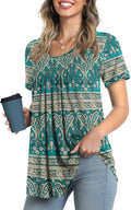 LONGYUAN Women's Summer Casual Short Sleeve Tunic Blouse Top