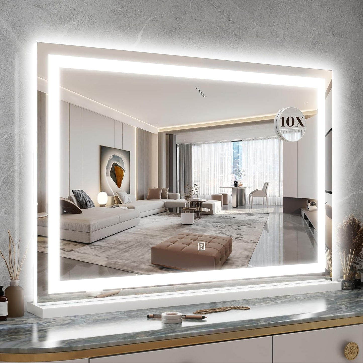 Large Lighted Vanity Mirror with Dimmable LED for Makeup