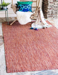 Transitional Solid Heathered Indoor/Outdoor Flatweave Rug 8 ft x 11 ft