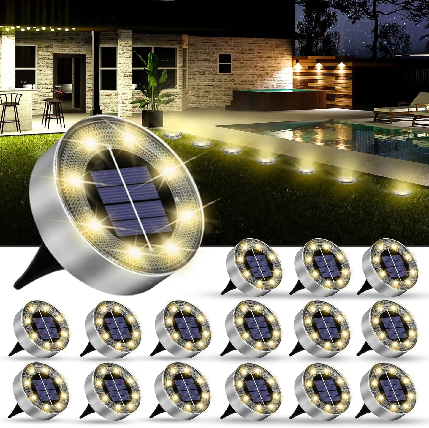 Bright Solar Lights Outdoor 16 Pack for Pathway and Garden