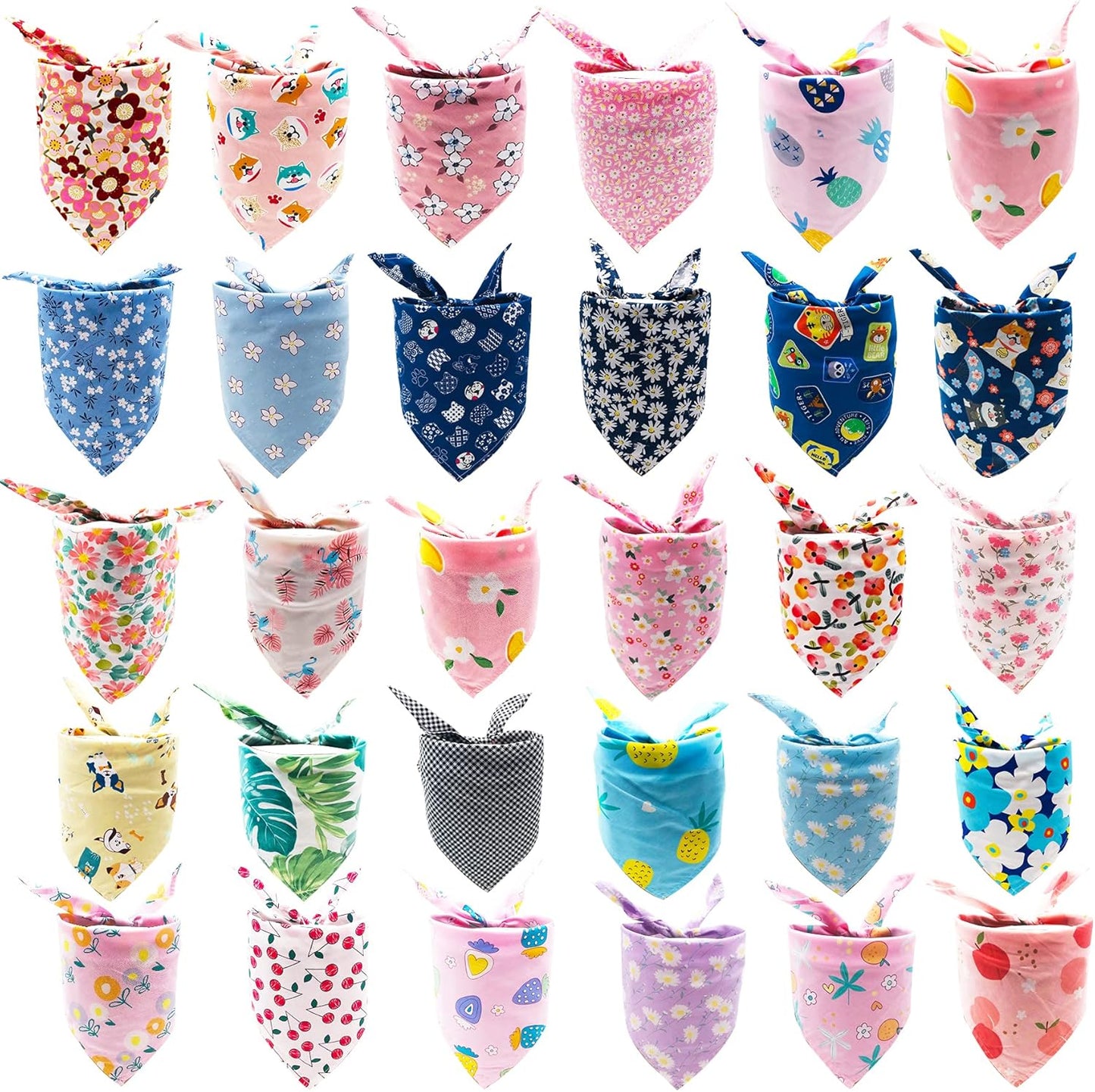 100PCS Cotton Dogs Bandanas for Small Dogs and Puppies