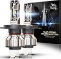 H4 9003 Driving Light Bulbs 6500K White - Bright, Fanless Upgrade