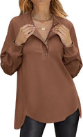 ANRABESS Women's Long Sleeve Henley Tunic Sweatshirt - Cozy