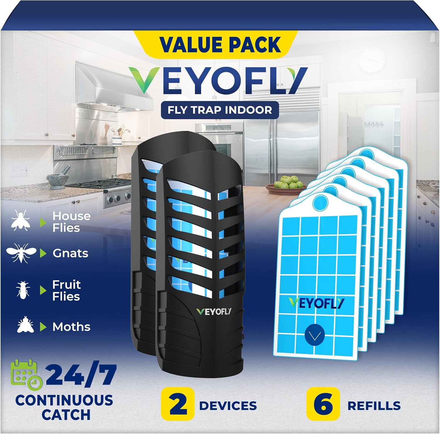 VEYOFLY Fruit Fly Traps for Indoors - Effective Bug Killer