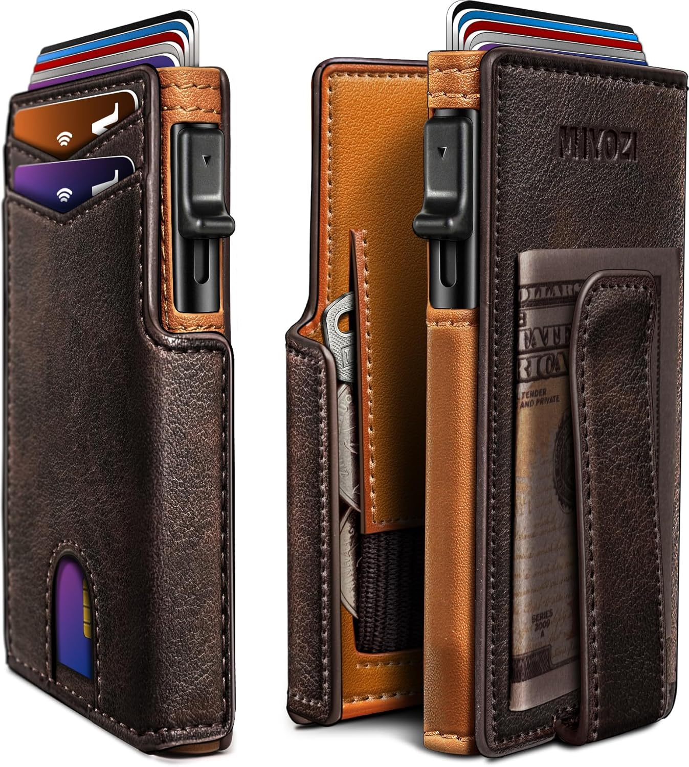 Slim Smart Wallet with Money Clip and RFID Blocking Features
