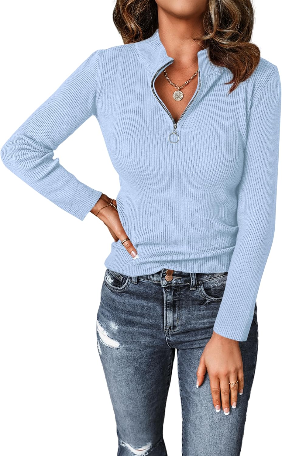 PRETTYGARDEN Fall Quarter Zip Pullover Sweaters for Women