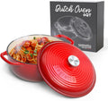 Enameled Cast Iron Dutch Oven 6 Quart Rosso - Even Heat, Self-Basting