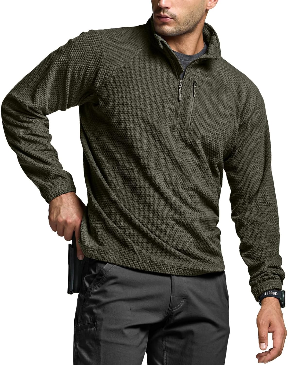 CQR Men's Quarter Zip Utility Fleece Pullover for Outdoor Use