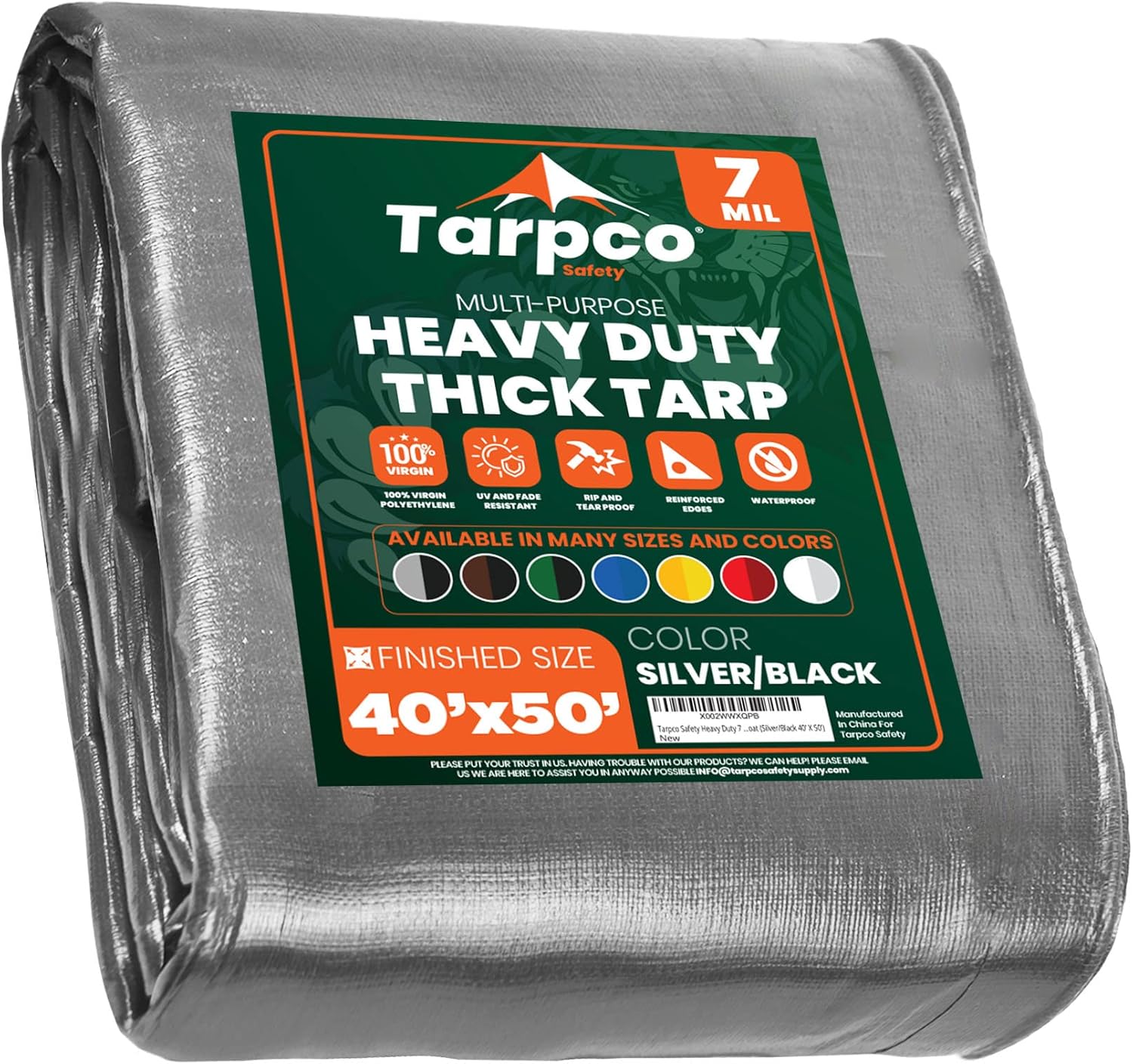 Heavy Duty 7 Mil Tarp Cover for Camping, Roof, and More