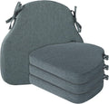 4 Pack Dark Grey Winsor Chair Cushions with Ties - Slim Support