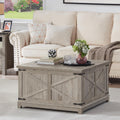 Farmhouse Coffee Table with Hidden Storage Organizer for Living Room