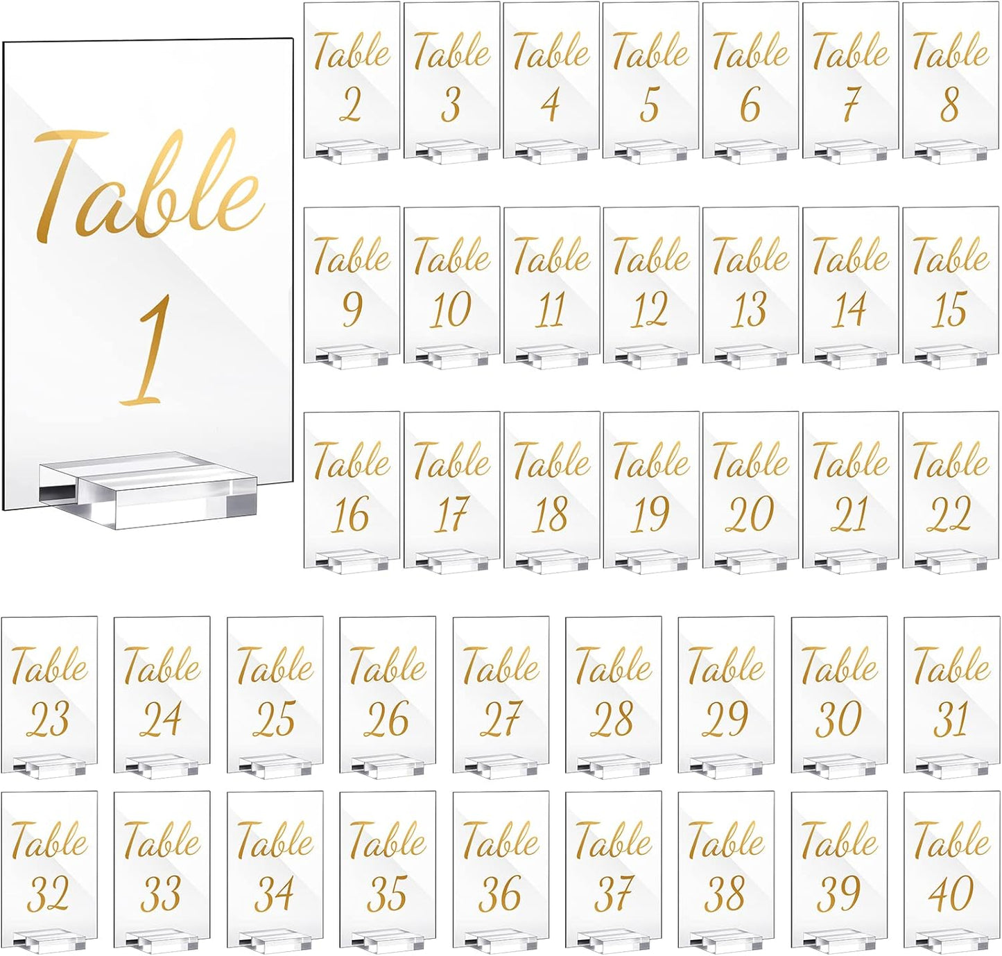 40 Pack Gold Acrylic Wedding Table Numbers for Elegant Events
