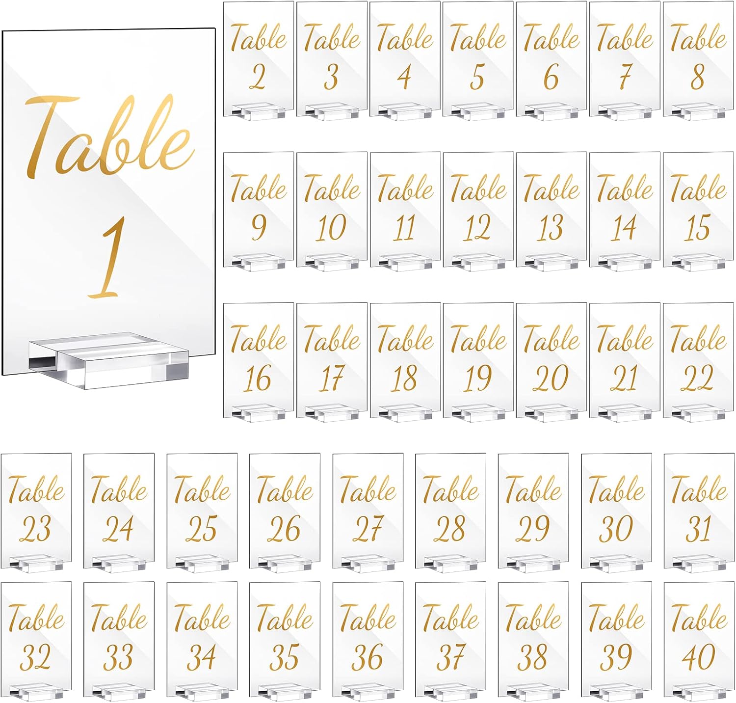 40 Pack Gold Acrylic Wedding Table Numbers for Elegant Events