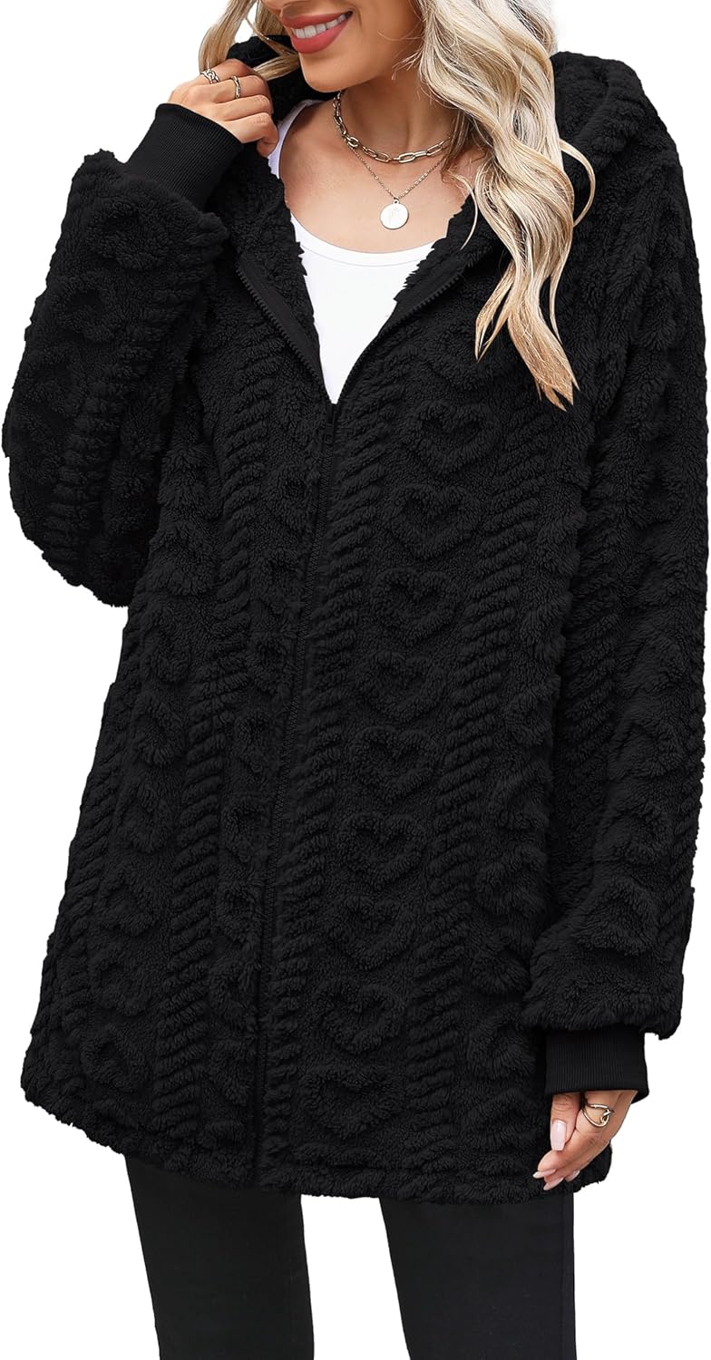ReachMe Womens Fleece Zip Up Jacket Cozy Oversized Hoodie
