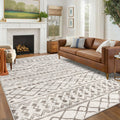 KUTA 6x9 Beige Boho Living Room Rug - Washable, Non-Slip Comfort