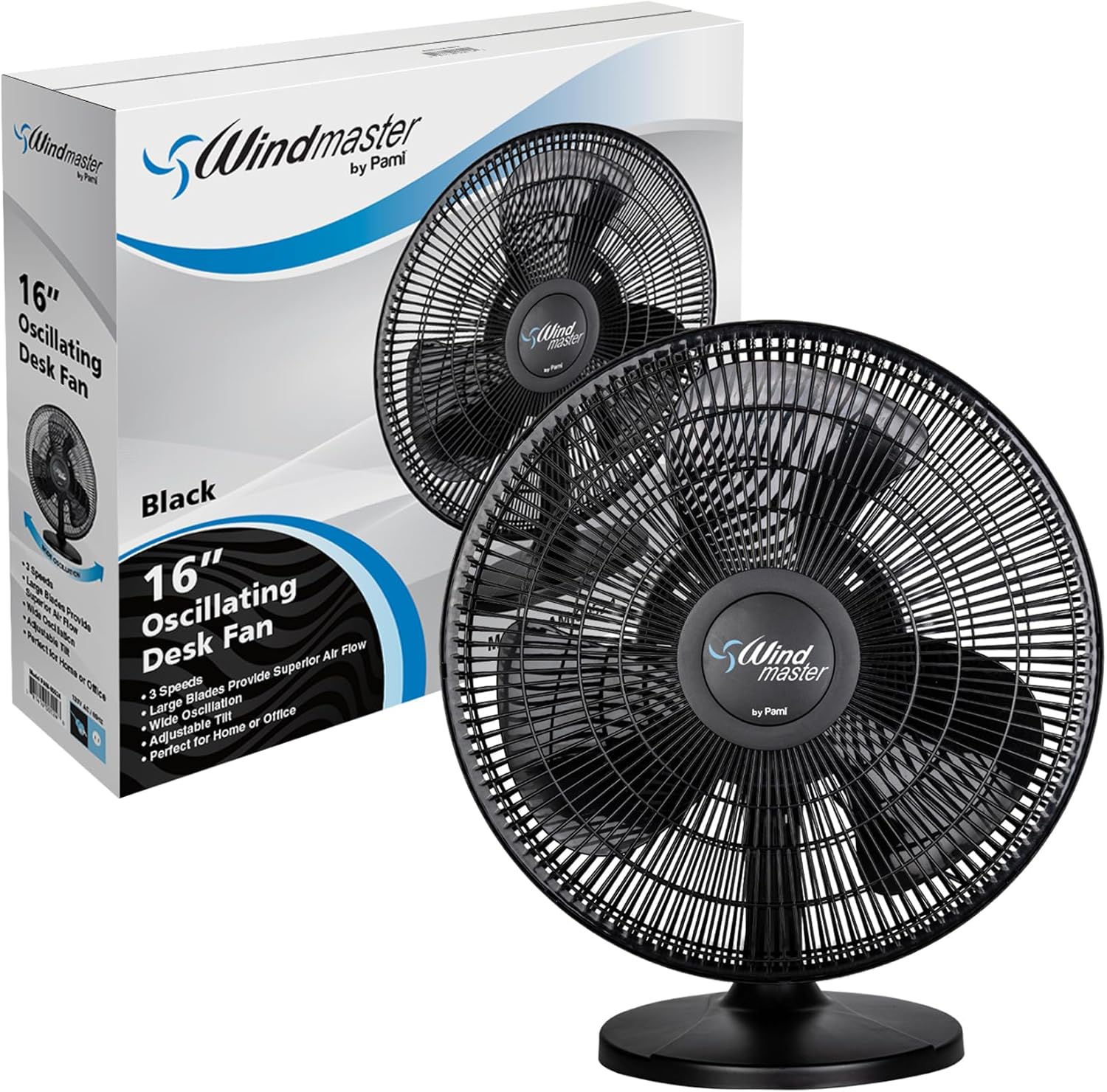 PAMI Oscillating Desk Fan - Max Air Flow