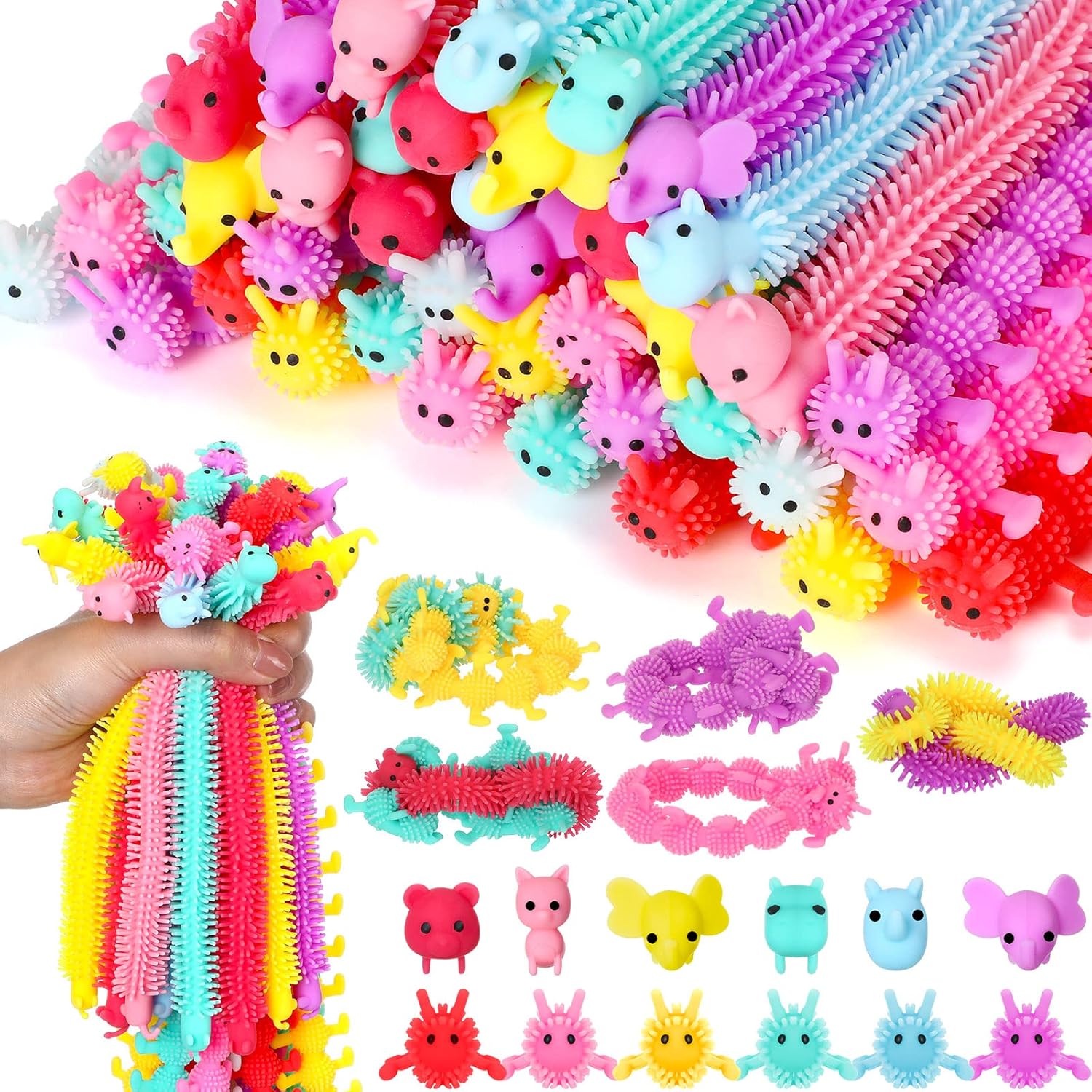 Chivao 100 Pack Stretchy String Fidget Toys for Stress Relief