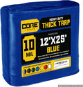 Blue 12 x 25 Heavy Duty 10 Mil Tarp Cover - Waterproof, UV Resistant
