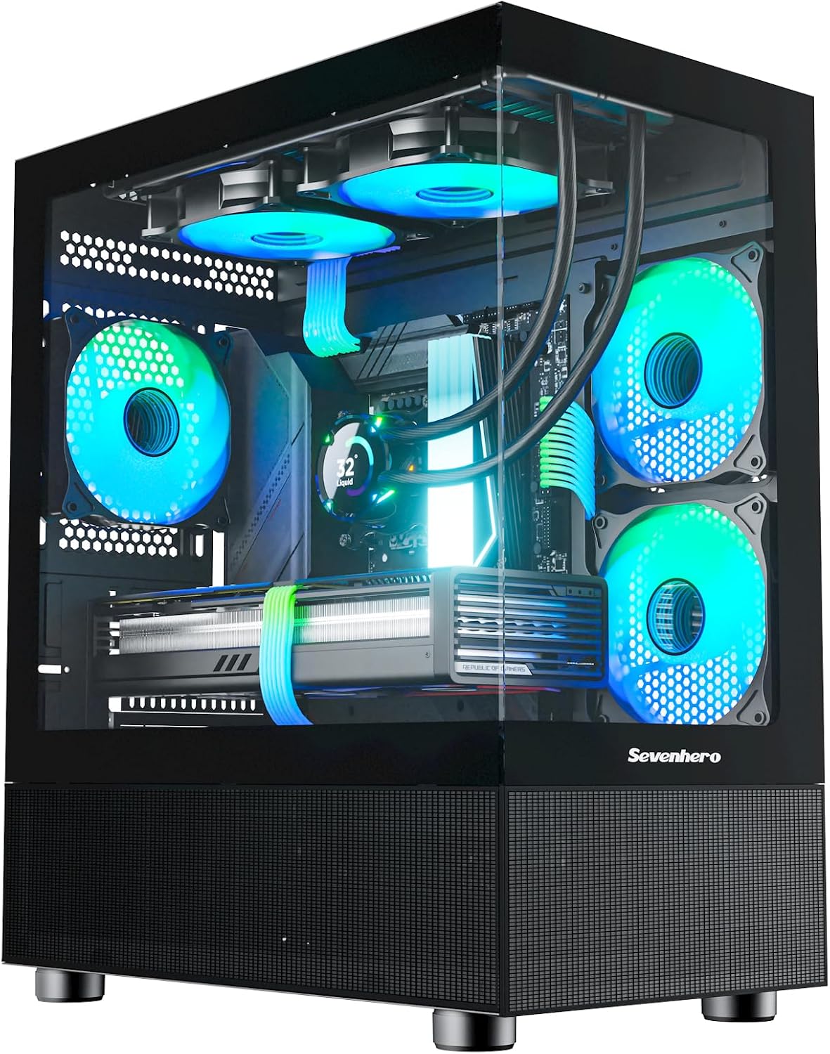 Sevenhero EMBL Micro-ATX Gaming PC Case with Panoramic Glass