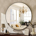 Round Mirror 24 Black Wall Mounted Circle Mirror - Modern Brushed