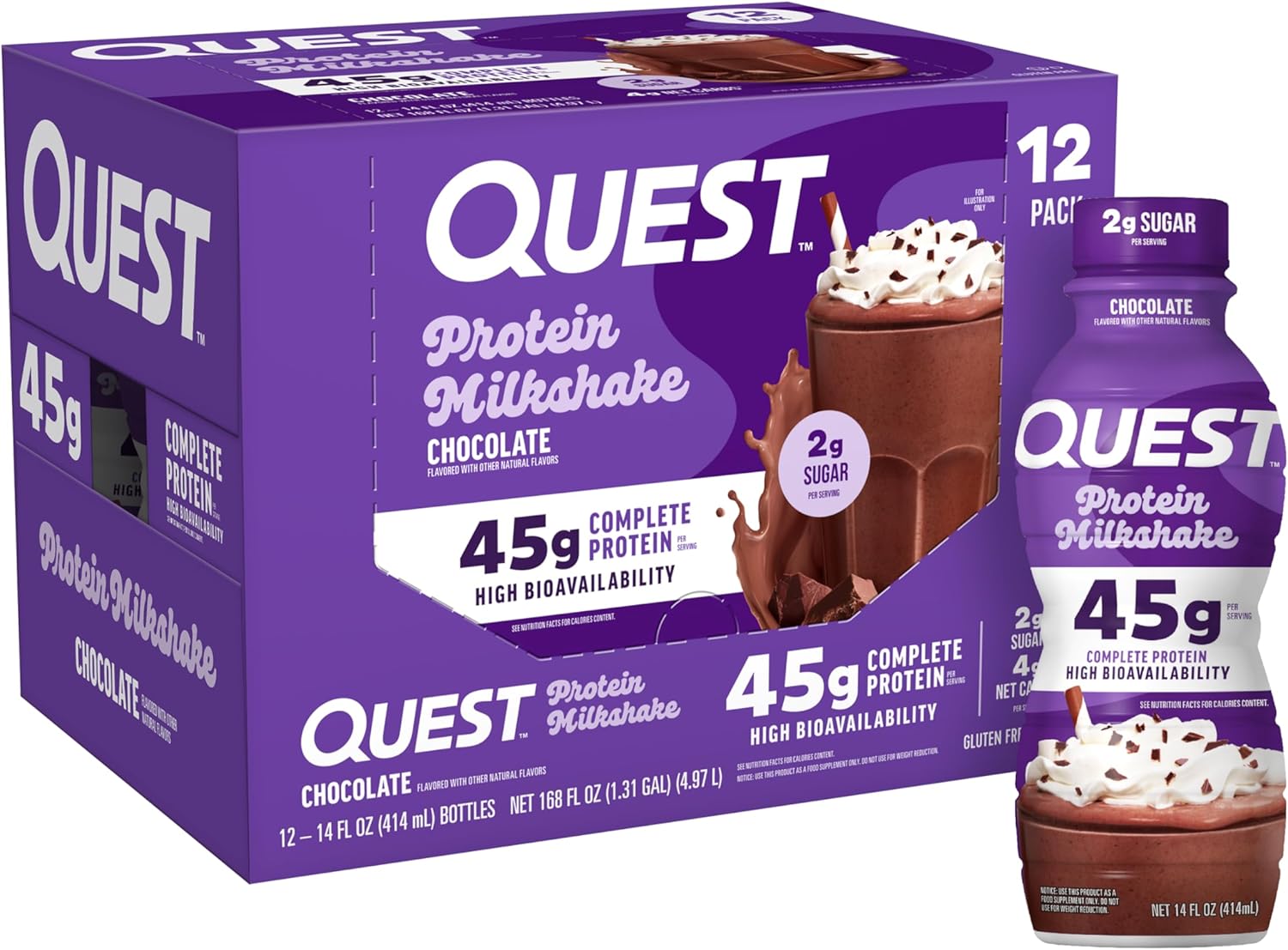 Quest Nutrition Chocolate Protein Shake - 45g Protein, 2g Sugar