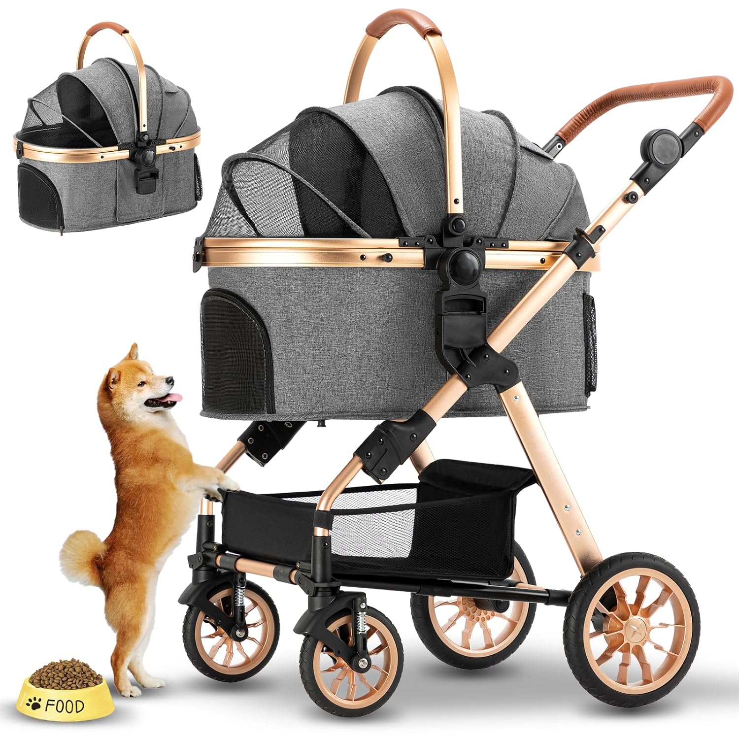 Pet Stroller for Medium & Small Dogs - Foldable & Lightweight